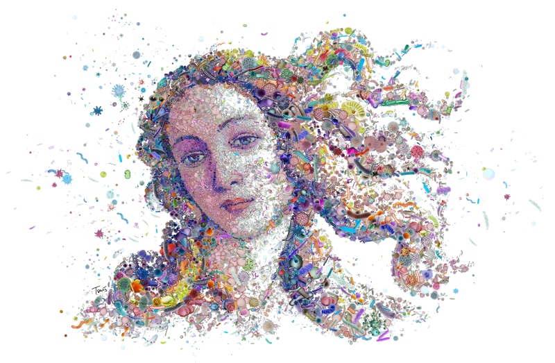 young women, body part, adult, The Birth Of Venus, s, face, studio shot, white background, woman, Botticellis Venus, human body part, abstract, viruses
