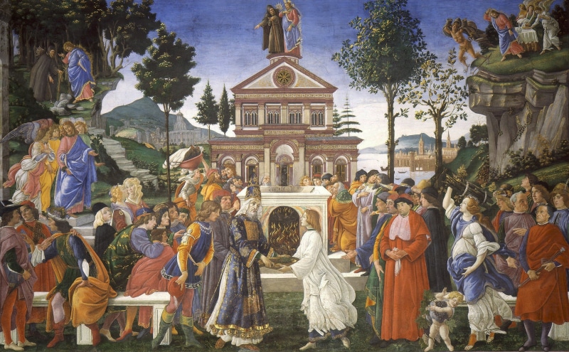 mythology, religion, picture, Sandro Botticelli, The Three Temptations Of Christ, 2K