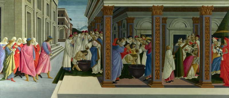 mythology, Sandro Botticelli, picture, Four scenes from the Early Life of Saint zenobius, 2K