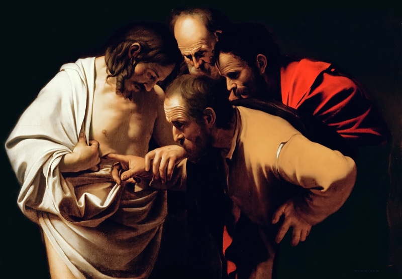 2K, picture, mythology, The Unbelief Of St. Thomas, Michelangelo Merisi da Caravaggio