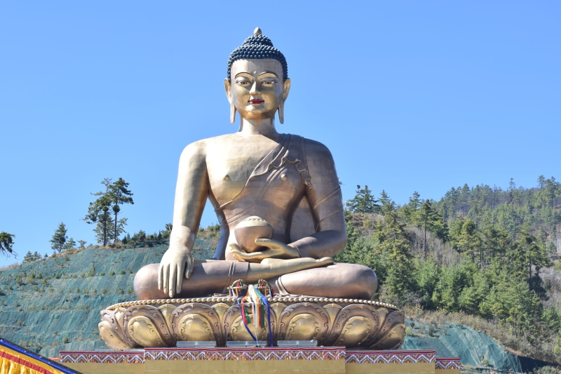temple, outdoors, representation, belief, zen, sculpture, statue, travel, religious, meditation, nature, religion, symbol, place of worship, bhutan, sitting buddha