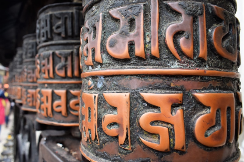 western script, spiritual, creativity, temple, 5K, day, close-up, culture, pray, architecture, kathmandu, buddhist, art and craft, text, communication