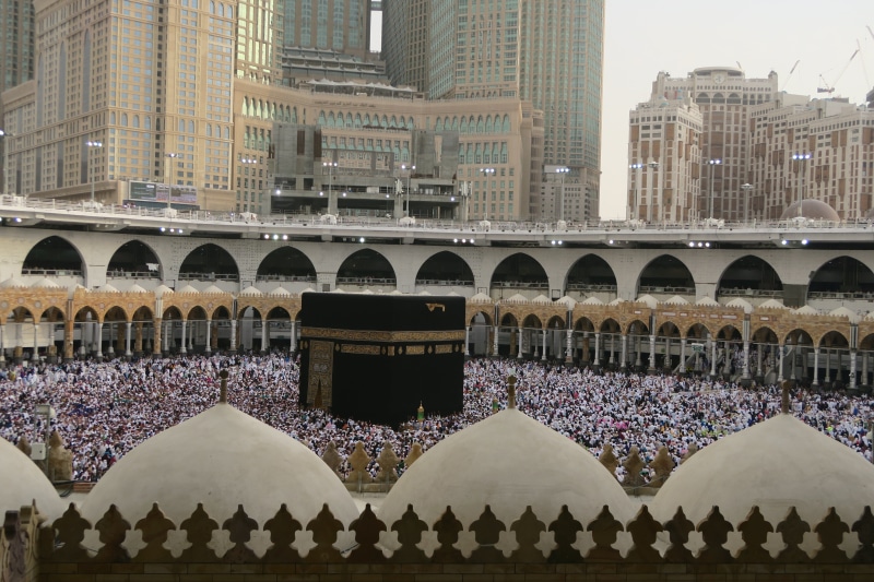 bridge - man made structure, travel, building exterior, arch, office building exterior, meeca, skyscraper, the pilgrims guide, kaaba, nature, sky, architecture