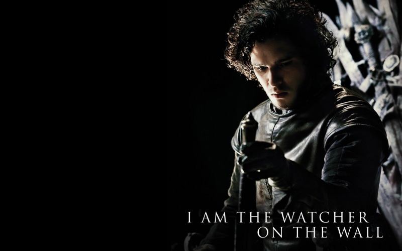 Nights Watch, studio shot, portrait, Kit Harington, serious, one person, Game of Thrones, black background, 2K, communication, indoors, copy space, music