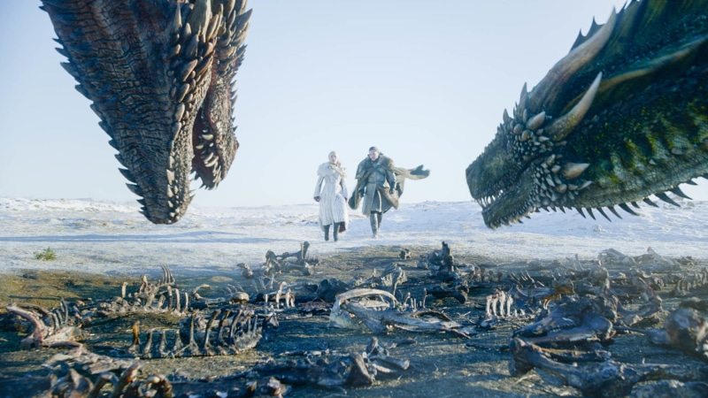 1080P, Game Of Thrones, Rhaegal (Game of Thrones), Drogon (Game Of Thrones), Emilia Clarke, Daenerys Targaryen, Kit Harington, TV Show, Jon Snow