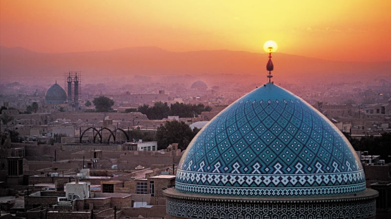 tower, yazd, city, dome, Islam, mosque, sky, built structure, 1080P, skyscraper, building, outdoors, architecture, nature, Islamic architecture, office building exterior