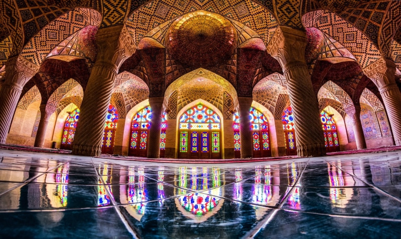 Nasir al-Mulk Mosque, colorful, Iran, reflection, Islamic architecture, architecture, 1080P, mosque