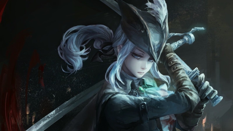 leisure activity, waist up, young adult, one person, witch, woman, beauty, real people, 1080P, jacket, Bloodborne, indoors, Lady Maria, lifestyles, sword