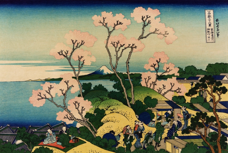 Cherry Blossom, ink, Hokusai, Japan, Mount Fuji, 8K