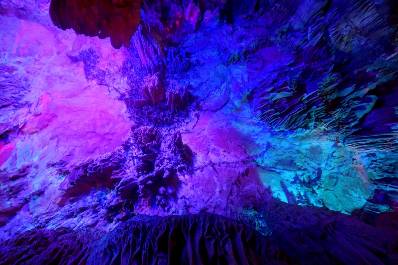 underwater, limestone cave, geology, purple, natural pattern, nature, textured, undersea, no people, beauty in nature, china, indoors, stalactite, growth