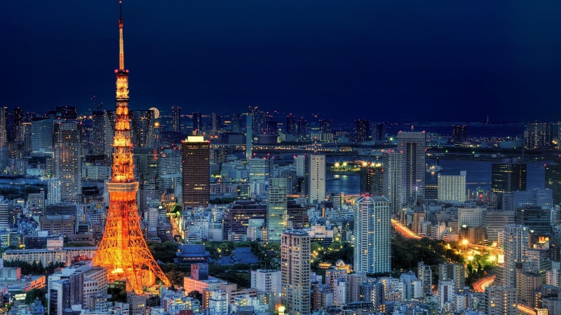 night, tokyo tower, cityscape, view, panorama, 4K, japan