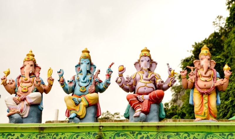 malaysia, daytime, worship, entrance, no people, temple, monument, place of worship, outdoors, god, hindu, spirituality, gold, tourism, indian, famous