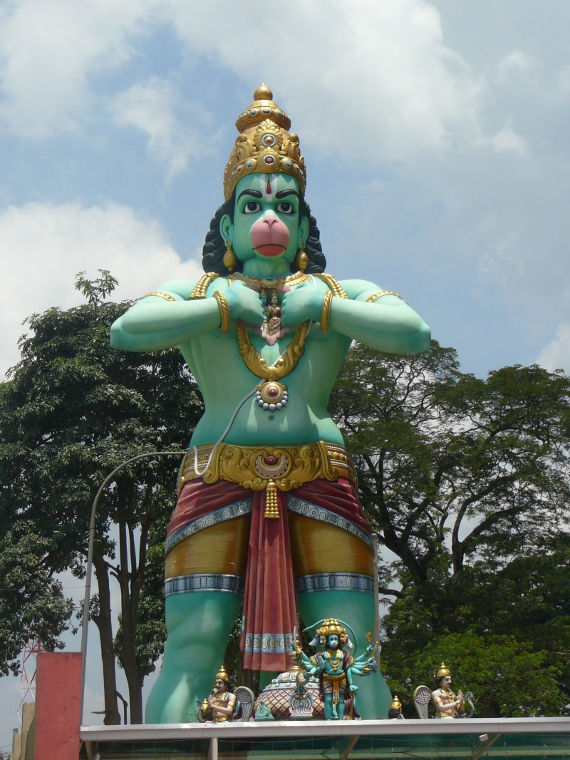 caves, creativity, plant, hinduism, mythology, god, built structure, sky, hanuman, art and craft, malaysia, human representation, male likeness, figure