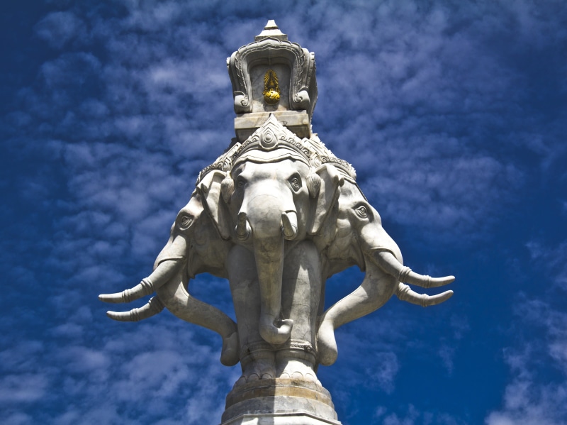 art and craft, human representation, creativity, statue, landmark, hindu, deity, cloud - sky, hinduism, buddhism, low angle view, craft, animal, god, religious