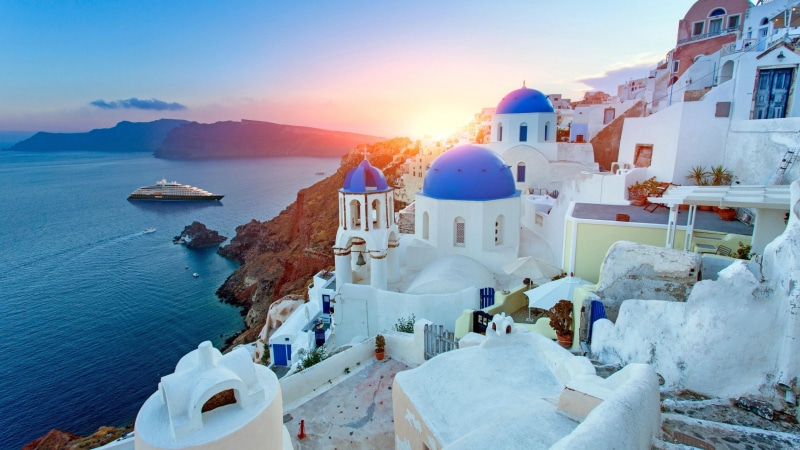 travel, sea, leisure, vacation, thira, water, greece, oia, santorini, sky, 4K, tourism