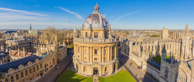 tourism, landscape, panoramic, daytime, radcliffe camera, beige, travel, 8K, cityscape, built structure, history, dome, building, nature, travel destinations