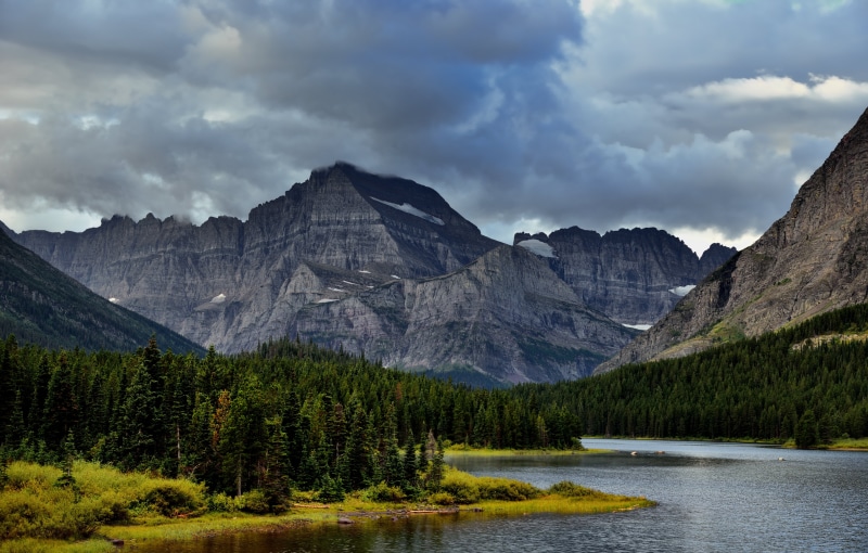 United States, View, reflection, mount, lake, te, Color, landscape photography, Mountainside, Distance, wilbur, Swiftcurrent Lake, Sunrise, Park  Lake