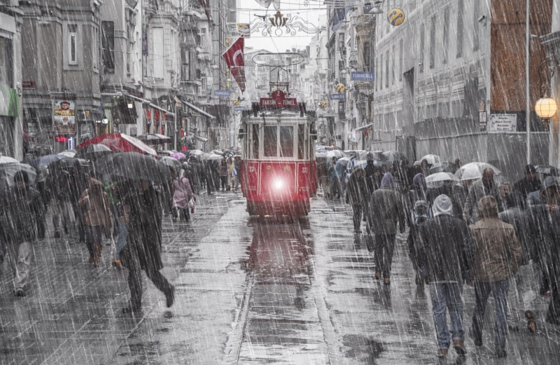 wet, crowd, photography, street, rainy season, city life, reflection, Turkey, water, built structure, Istanbul, 1080P, building exterior, transportation
