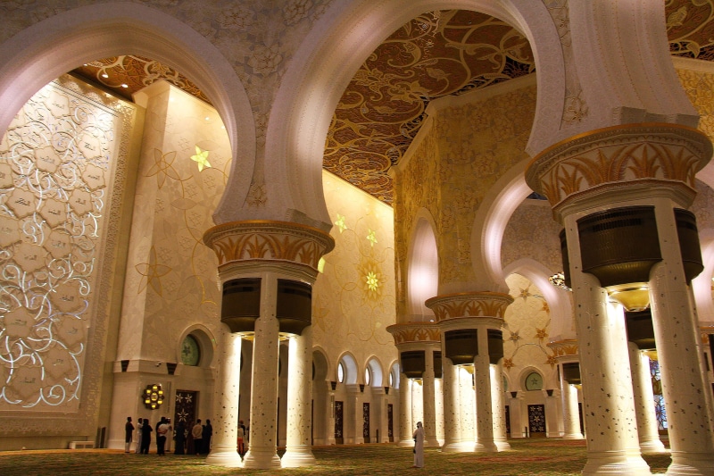2K, arch, dome, building, inside, minaret, pray, middle east, tourism, mosque, ornate, the past, amazing, abu dhabi, illuminated, architectural feature