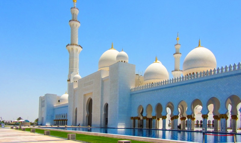 architecture, u a e, no people, built structure, building exterior, arabia, islam, faith, clear sky, minaret, outdoors, sky, travel destinations, place of worship