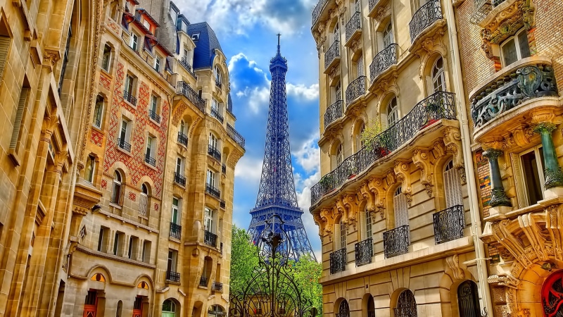 europe, architecture, street, eiffel tower, france, paris, buildings, 4K