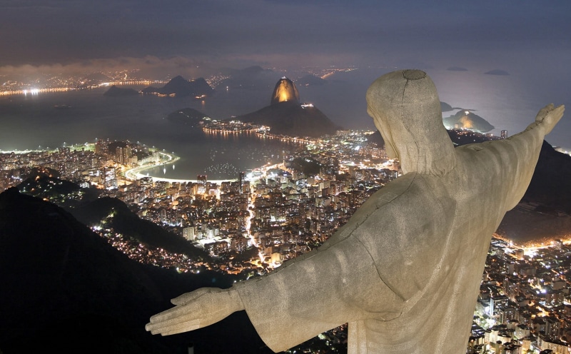 architecture, Christ the Redeemer, urban skyline, high angle view, christ, tourism, travel destinations, sky, rio, land, illuminated, janeiro, nature, 1080P