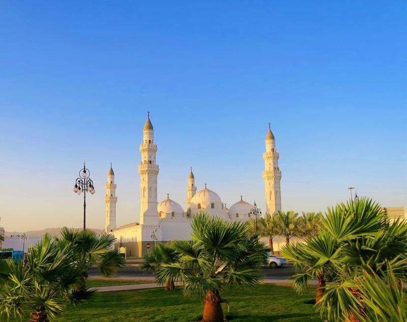 architecture, madina, landscape, spire, travel, minaret, islam, tree, city, tourism, built structure, clear sky, the past, travel destinations, quba, history