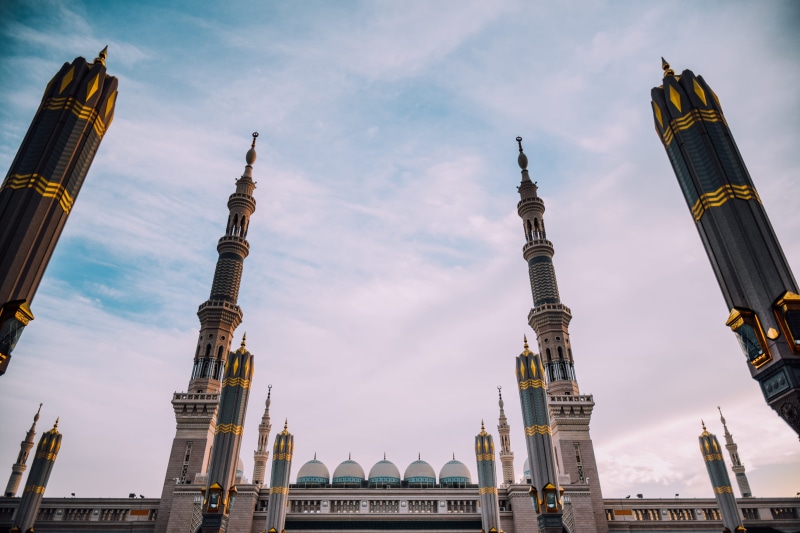 steeple, muslim, spire, no people, minaret, tower, 4K, saudi arabia, dome, downtown, ornate, place of worship, built structure, religion, madina, travel