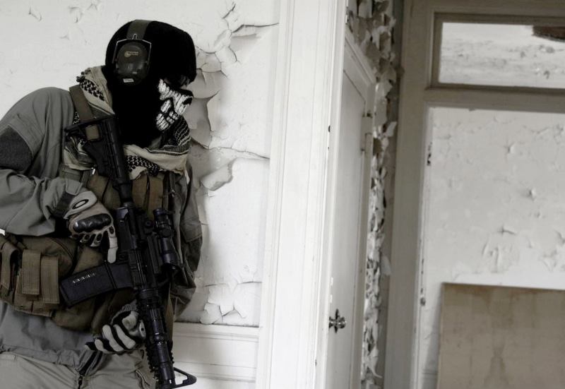 built structure, terrorism, 1080P, surveillance, security, sniper, waist up, officer, armed Forces, sWAT Team, army, law, glasses, military, government