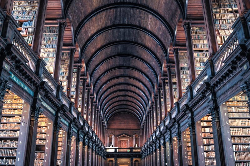 tourism, building exterior, books, famous, irish, education, book, ceiling, architecture, built structure, antique, history, hdr, no people, city, indoors