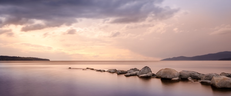 sunset, outdoors, solid, rock - object, scenics - nature, beach, horizon over water, rocks, bay, body, sea, landscape, nature, ultrawide, photography