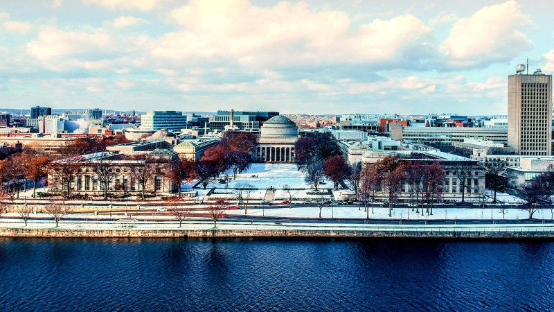 sky, united states, water, residential district, boston, university, charles river, day, building, waterfront, city life, reflection, 4K, office building exterior