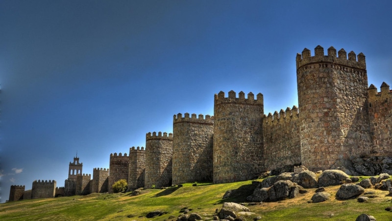 fortress, brown, fort, towers, rocks, nature and landscapes, castle, spain, grass, wall, walls, avila, 1080P