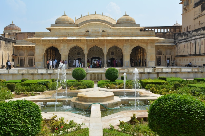plant, old, attraction, concrete, arch, Amer Fort, spirituality, tourist, tourism, water, belief, heritage, sightseeing, historic, built structure, amber