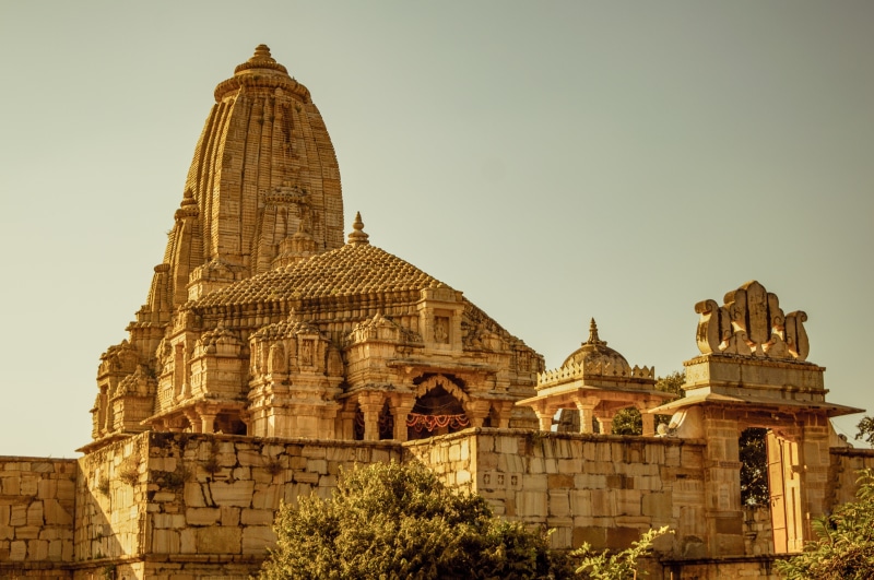 building exterior, rajasthan, building, spirituality, belief, sky, the past, low angle view, no people, ancient temple, chittor fort, travel destinations