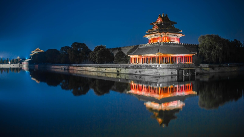 buildings, china, beijing, museum, dongcheng, darkness, castle, asia, historical, palace, reflection, history, palace museum, night, 4K