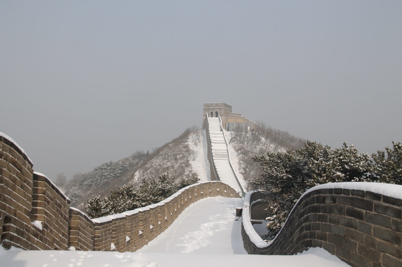 architecture, covered, outdoor, cold temperature, wall, great wall outdoor, the great wall of china, snow after the great wall of china, outdoors, winter