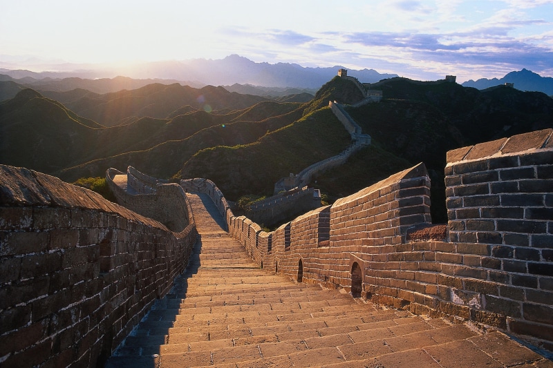 steps and staircases, travel destinations, outdoors, landscape, beauty in nature, wall, cloud - sky, nature, ancient, staircase, sky, China, monument, The great wall of China