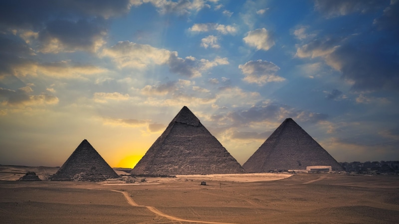 egypt, historical, pyramids, ancient, landscape, 4K, ancient architecture, history, sand, pyramid, desert, sky, clouds, monument, cloud, sunset, architecture