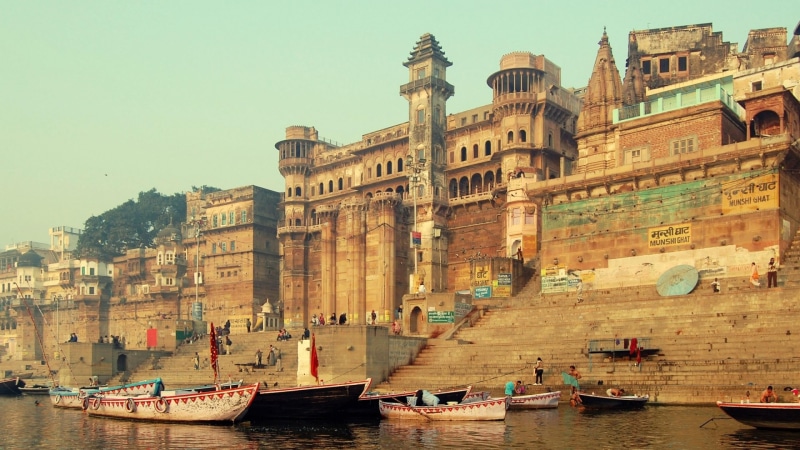 outdoors, built structure, city, varanasi, 4K, river, the past, tourism, mode of transportation, transportation, asia, ganges, building exterior, waterway