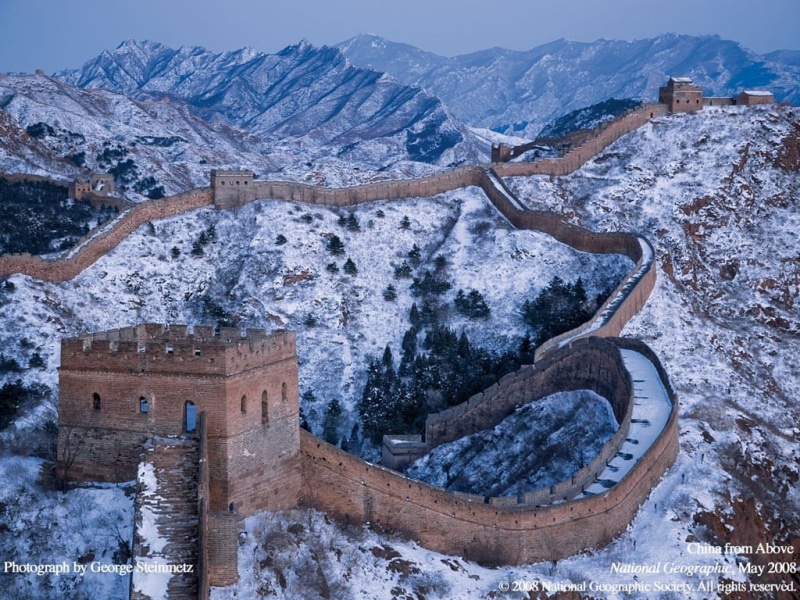 Great Wall of China, architecture, Asia, building, snow, 480P, ancient
