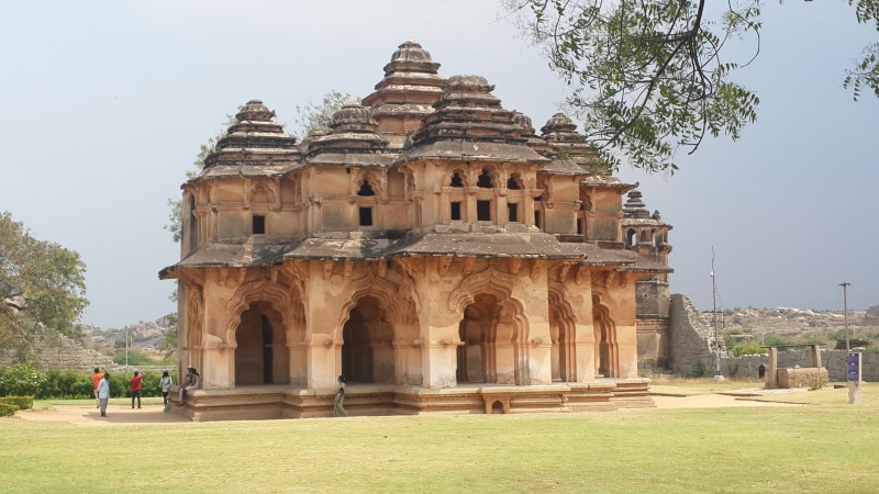 tree, belief, Monument, building exterior, 4K, architectural column, historic, vacation, tourist, nature, group of people, place of worship, tourism, hampi