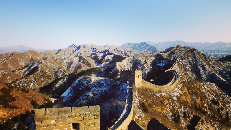 great wall, photography, architecture, built structure, nature, 4K, tranquil scene, environment, asia, sky, mountain, formation, mountain range, tourist attraction