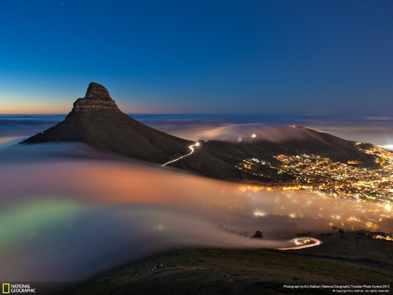 beauty in nature, Cape Town, 720P, space, National Geographic, mountain, landscape, illuminated, cityscape, hill, city lights, nature, idyllic, night