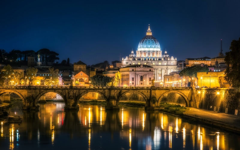 reflection, old building, travel destinations, nature, illuminated, the past, city, sky, bridge - man made structure, lights, 4K, water, connection, dome