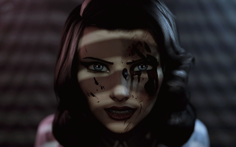 hairstyle, emotion, beautiful woman, witch, portrait, one person, headshot, video games, Elizabeth (BioShock), beauty, make-up, focus on foreground, young women
