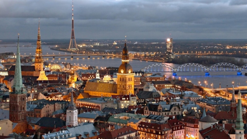 landmark, river, 1080P, travel, night, travel destinations, latvia, tourism, religion, cityscape, bridge, old riga, place of worship, sky, daugava river