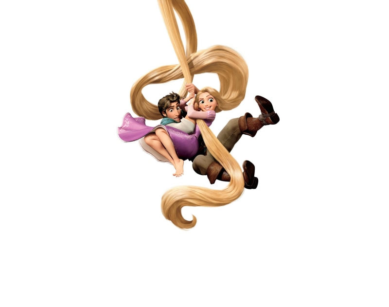 young women, rapunzel and flynn ryder, rider, hd, mid-air, Ryder, princess, Rapunzel, full length, Tangled, young adult, indoors, lifestyles, representation