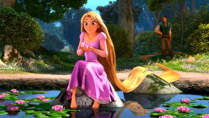 spirituality, sitting, tree, Rapunzel: a tangled tale, young Adult, Rapunzel, adult, water, park - Man Made Space, disney, females, buddhism, leisure activity