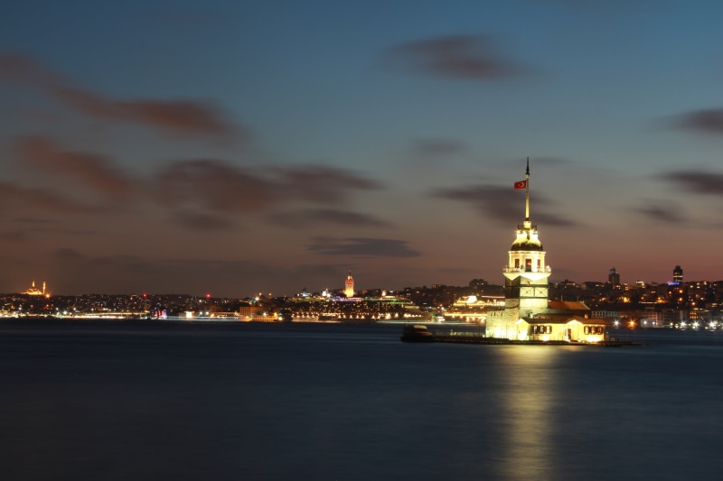 maidens tower, coastline, office building exterior, sky, beach, natural turkey, no people, marine, building exterior, travel, tower, souvenir, travel destinations